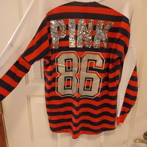 PINK Victoria's Secret Striped Women's Shirt with Sequins